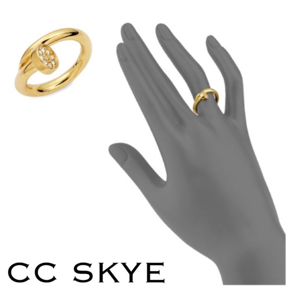 CC SKYE Gold SHWAYZE Twisted Nail Pave Ring